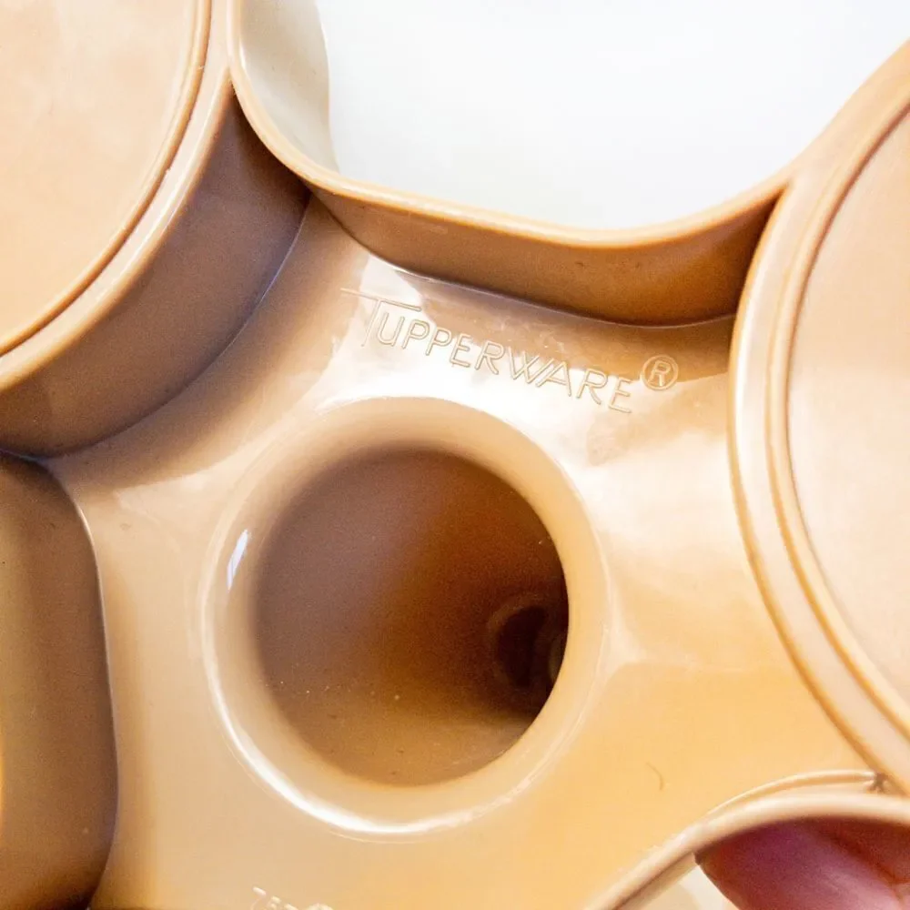 VTG Tupperware 3-Cup Condiment Caddy (757) in Almond